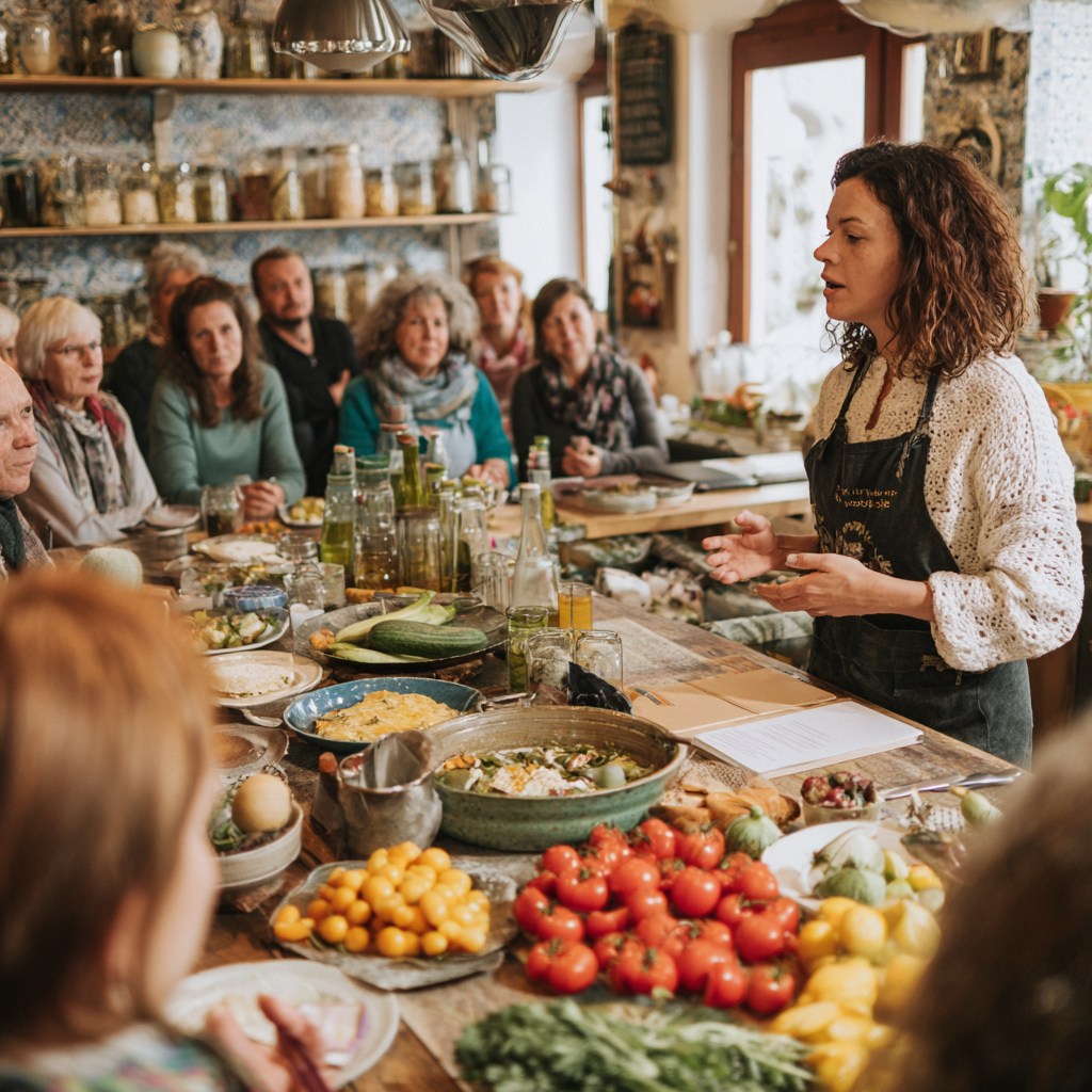 Boldog magyar család a konyhában egészséges ételt készít együtt
